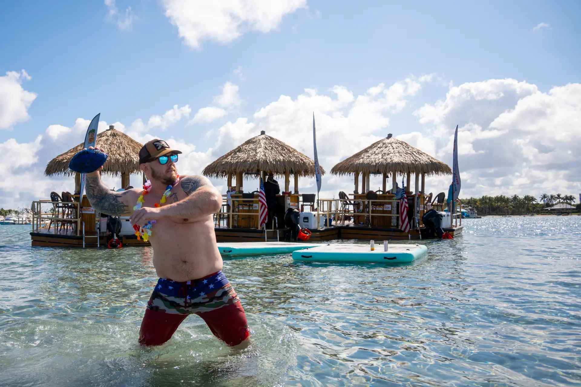Tiki boat helm station and navigation setup